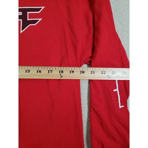 Faze Clan Shirt Mens Large L Red 100% Cotton Long Sleeve Crew Neck Pullover - Picture 4 of 8